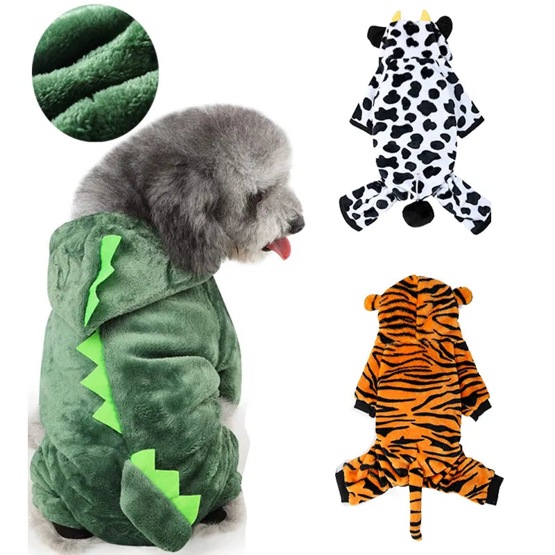 Soft Fleece Dogs Clothes (Dinosaur, Tiger, Cow) - Pet Market Palace