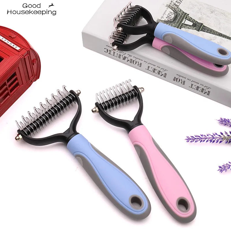 Pets Fur Knot Cutter Dog Grooming Shedding Tools Pet Cat Hair Removal Comb Brush Double sided Pet Products Suppliers - Pet Market Palace