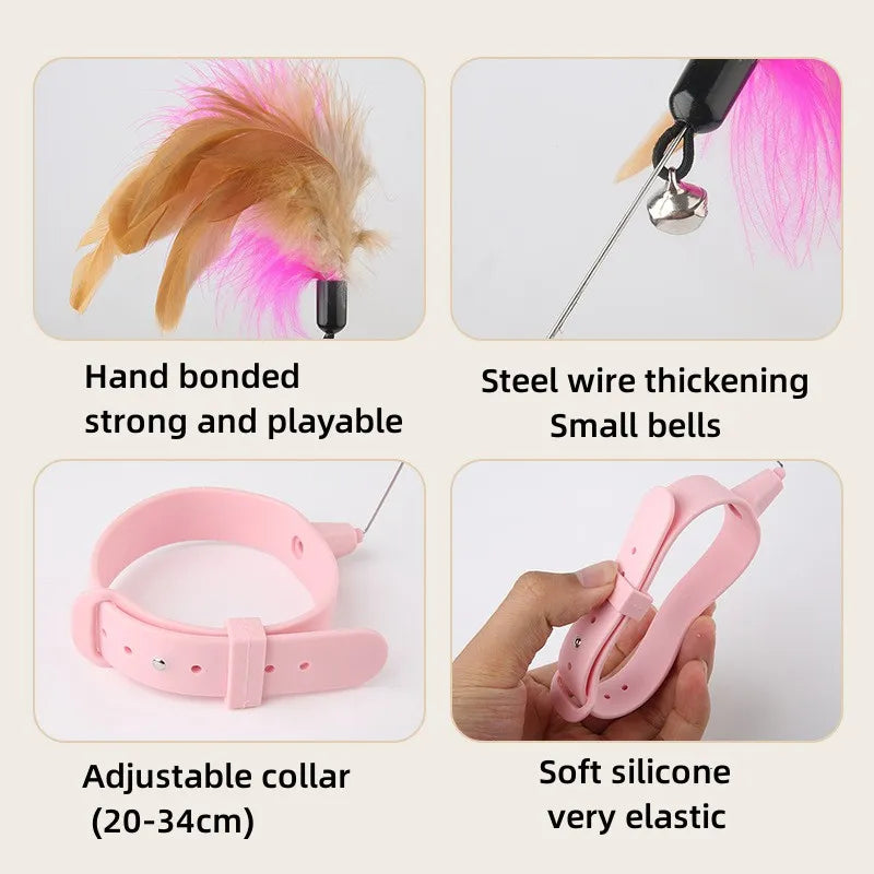 Interactive Collar Cat Toy, Funny Feather Teaser Stick with Bell - Pet Market Palace