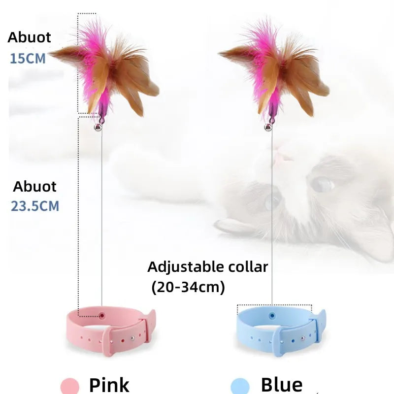 Interactive Collar Cat Toy, Funny Feather Teaser Stick with Bell - Pet Market Palace